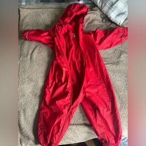 Red Hooded Insulated Rain Suit